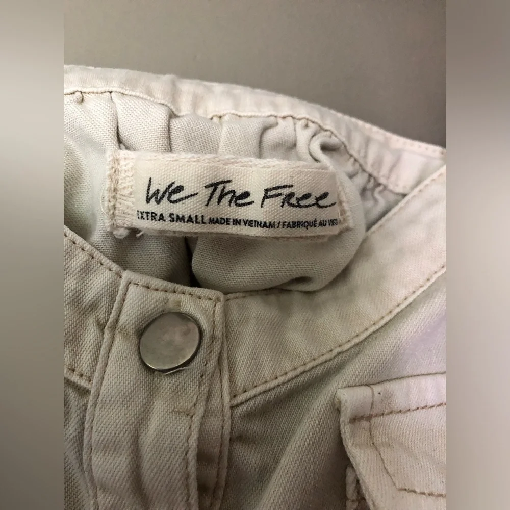 FREE PEOPLE We The Free Palm Desert Cream Denim Crop Top Tank Size XS